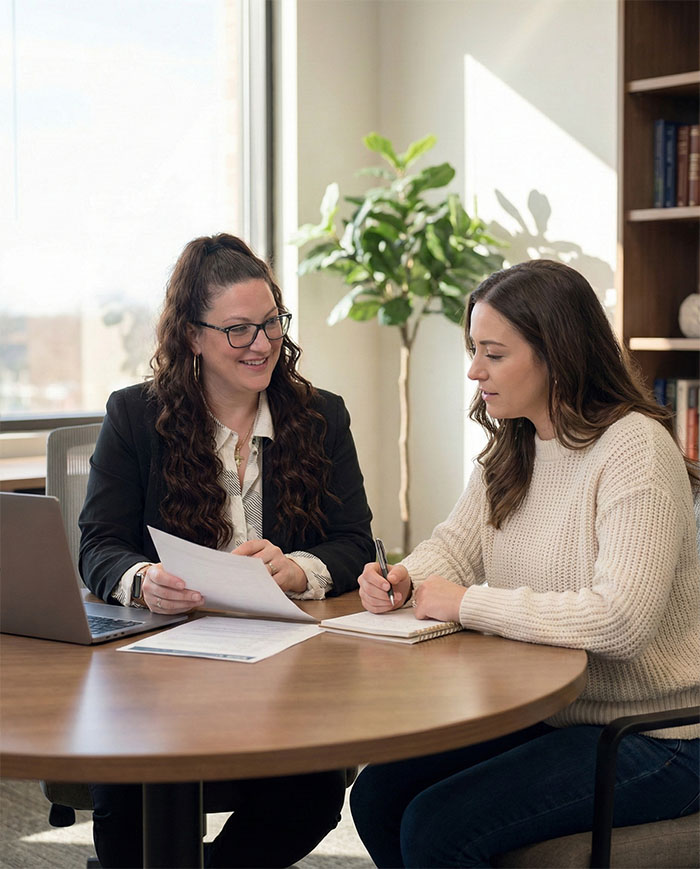 Melvin & Torrone attorney meeting with a client
