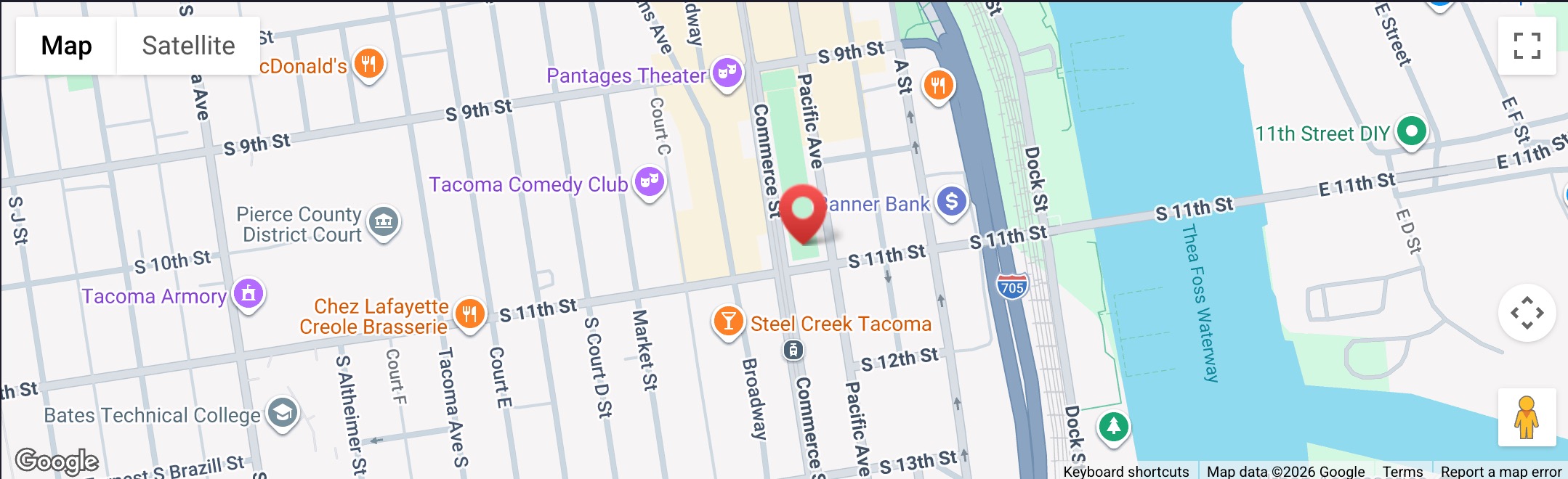 Map showing Melvin & Torrone office at 950 Pacific Ave, Tacoma WA